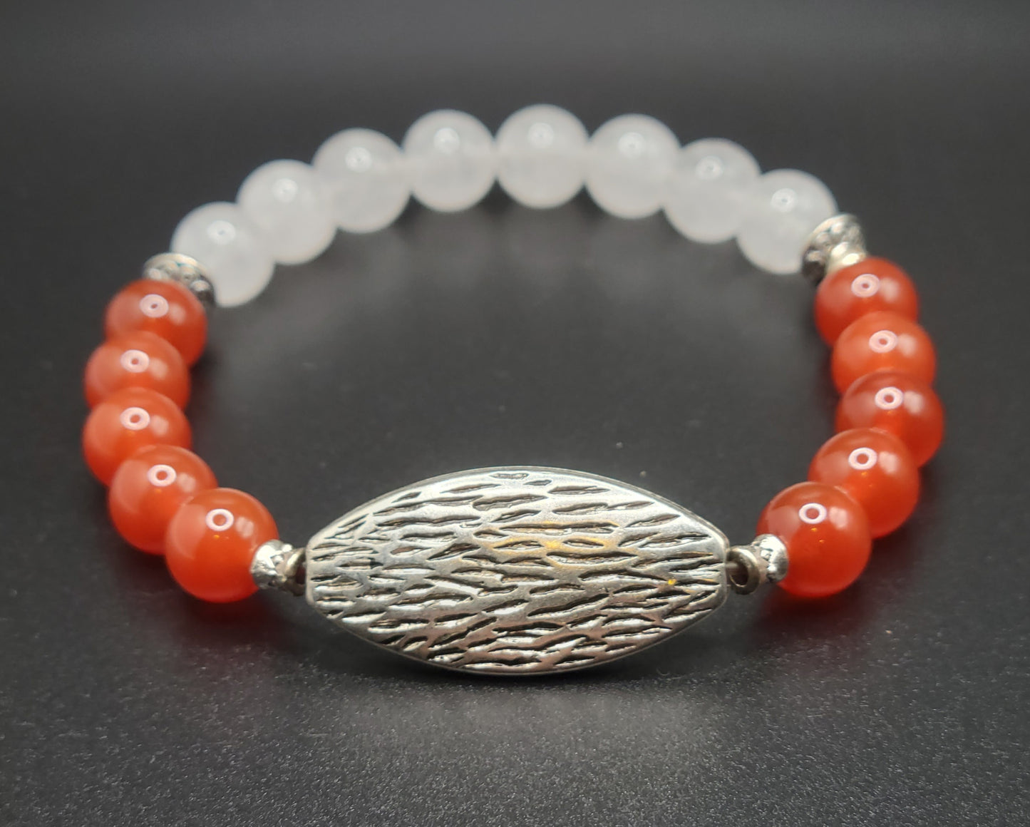 Carnelian and Moonstone Gemstone Bead Bracelet