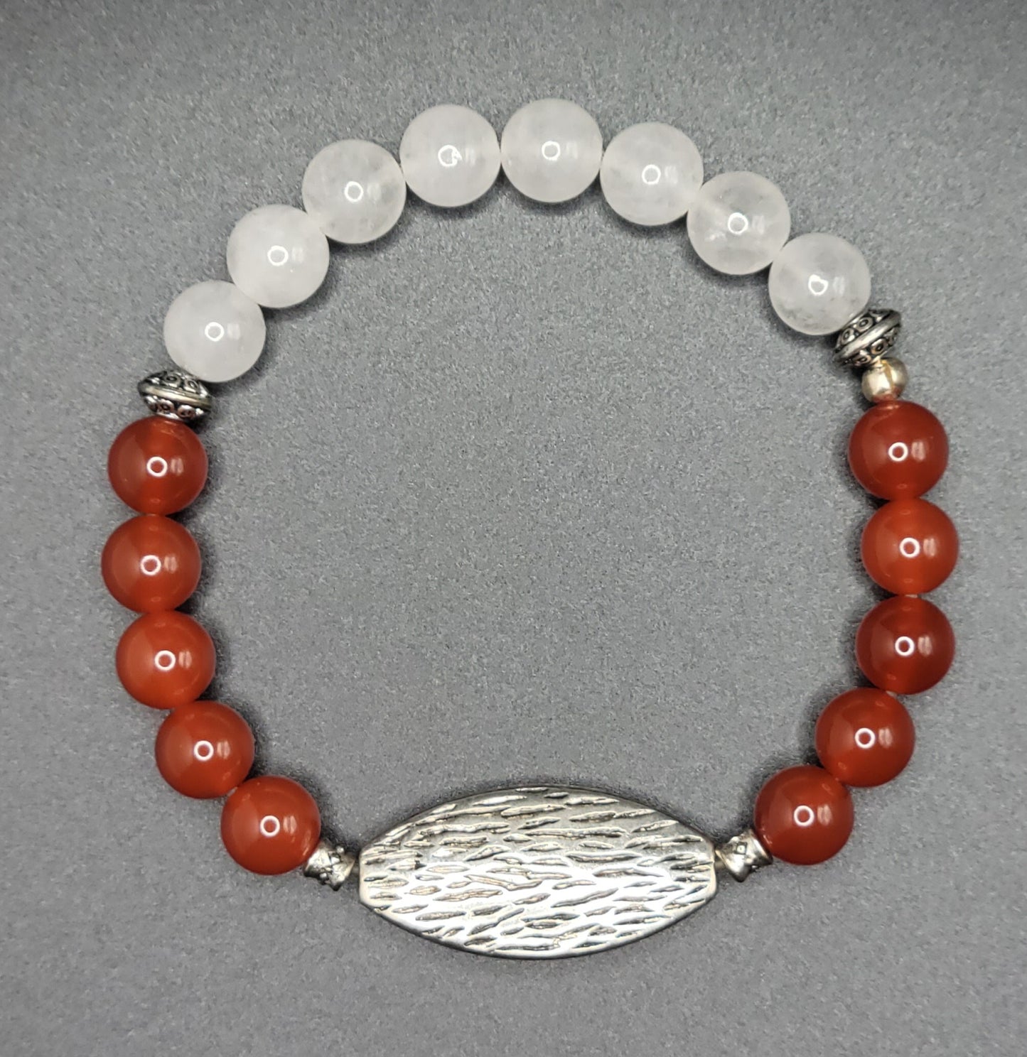 Carnelian and Moonstone Gemstone Bead Bracelet