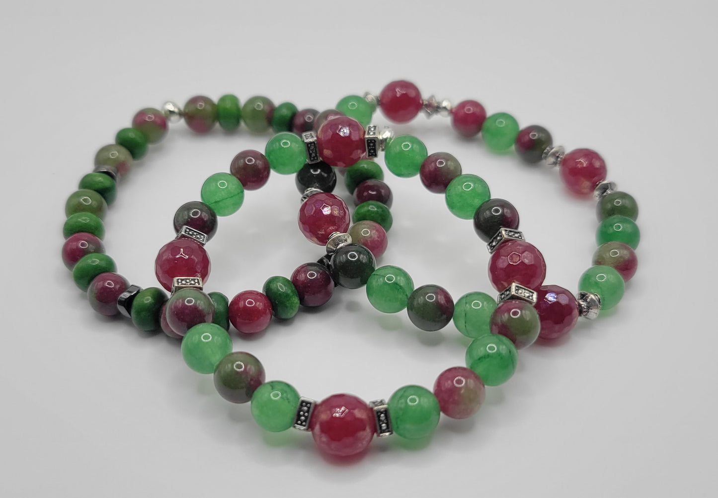 Watermelon Quartz Gemstone Bead Bracelet