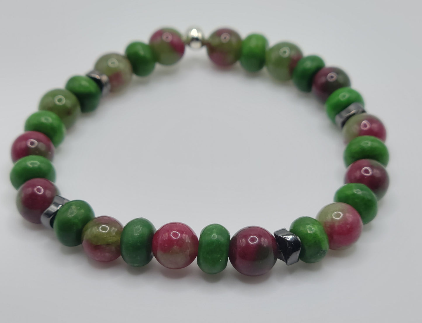 Watermelon Quartz Gemstone Bead Bracelet