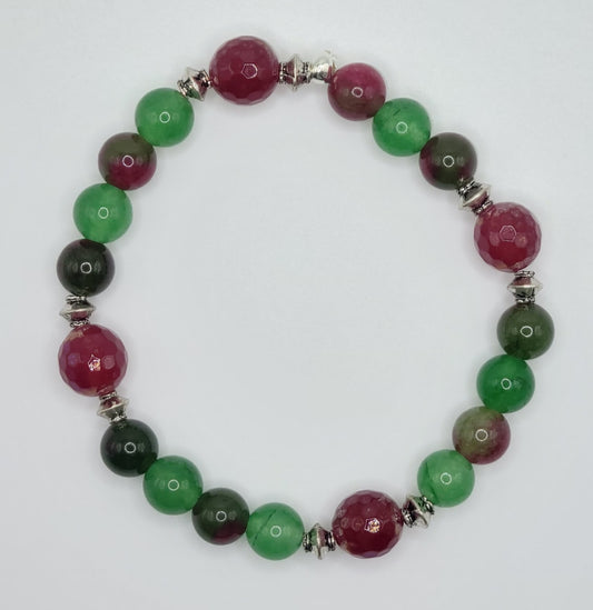 Watermelon Quartz Gemstone Bead Bracelet