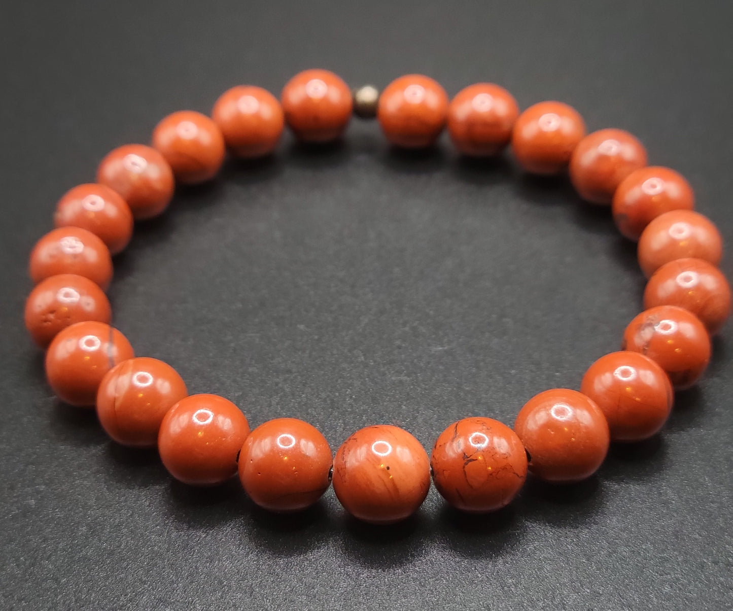 Red Poppy Jasper Gemstone Bead Bracelet