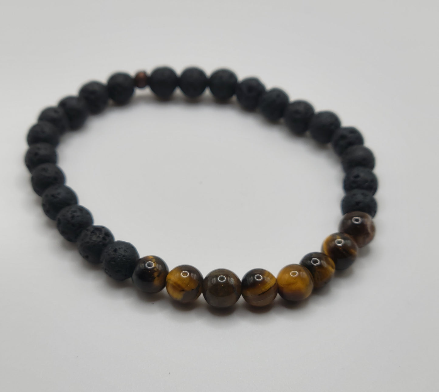 Tigers Eye and Lava Gemstone Bead Bracelet