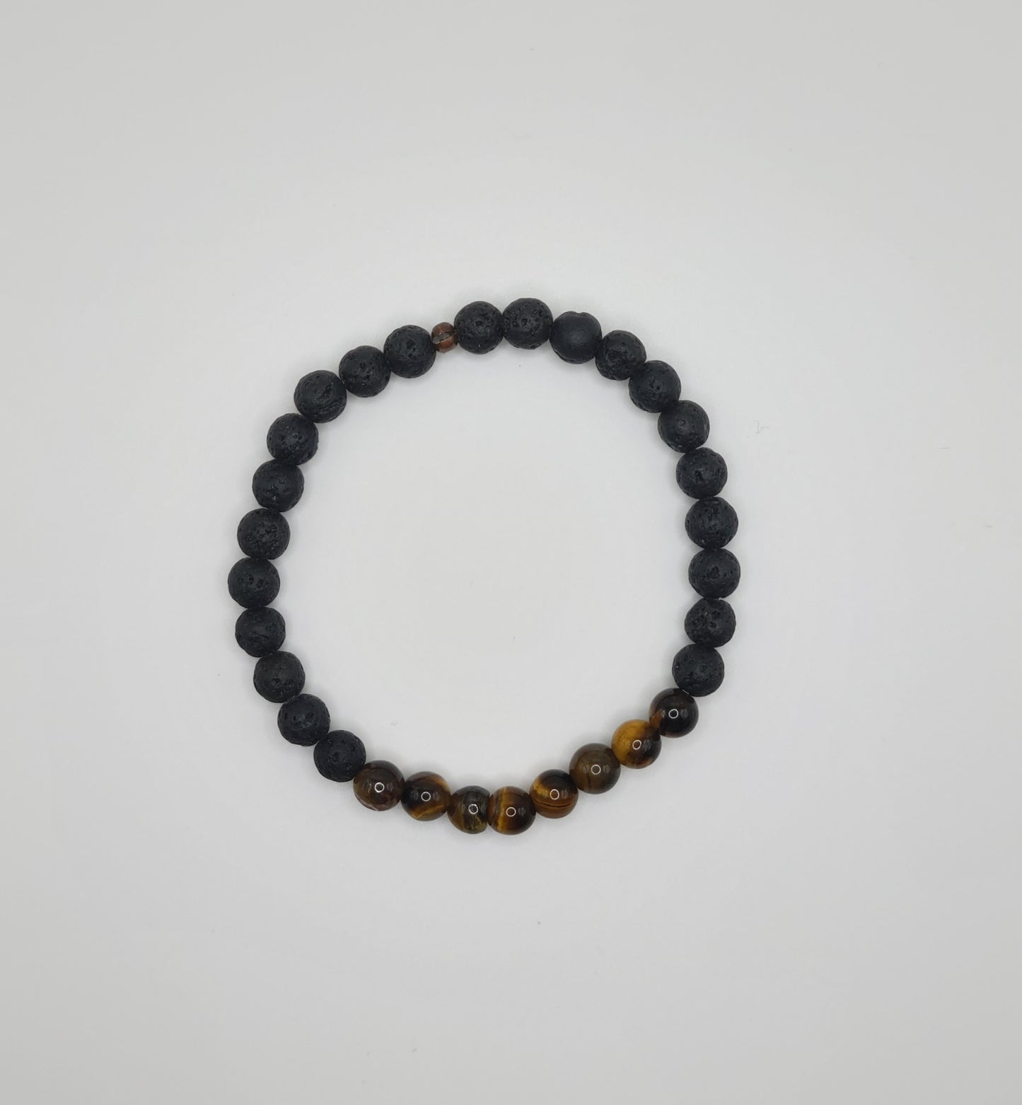 Tigers Eye and Lava Gemstone Bead Bracelet