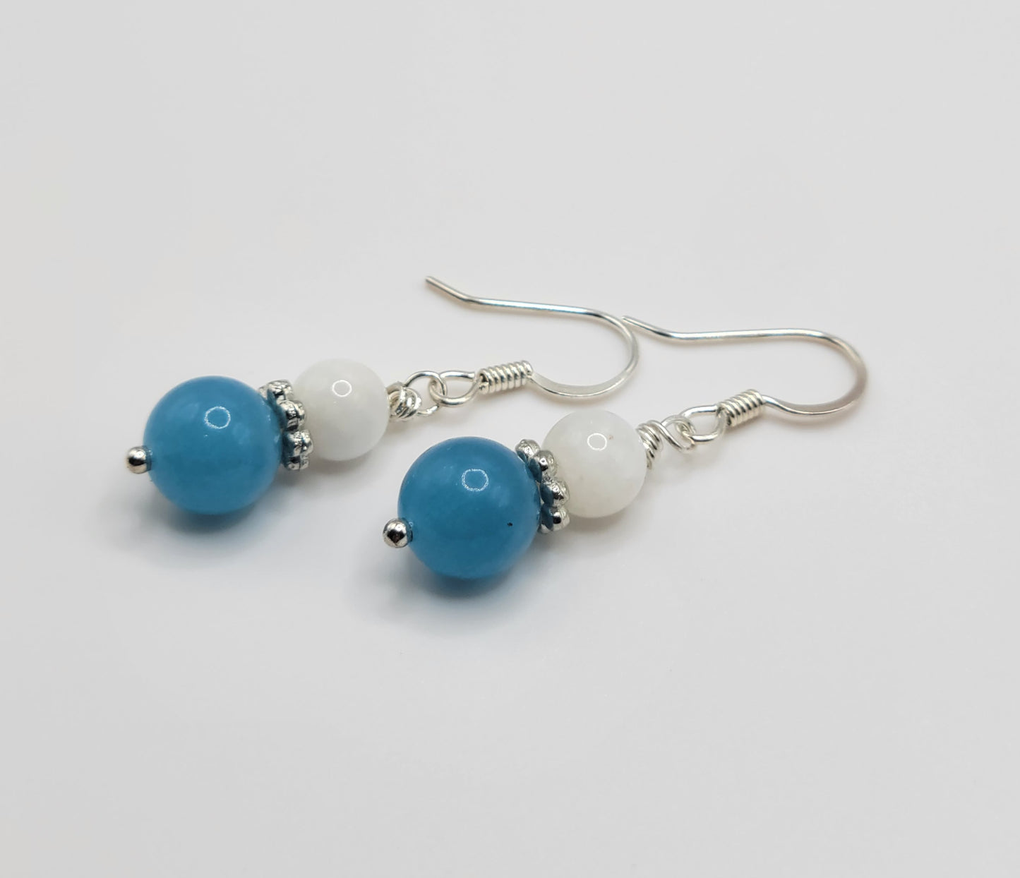 Blue Sponge Quartz and Moonstone Drop Earrings