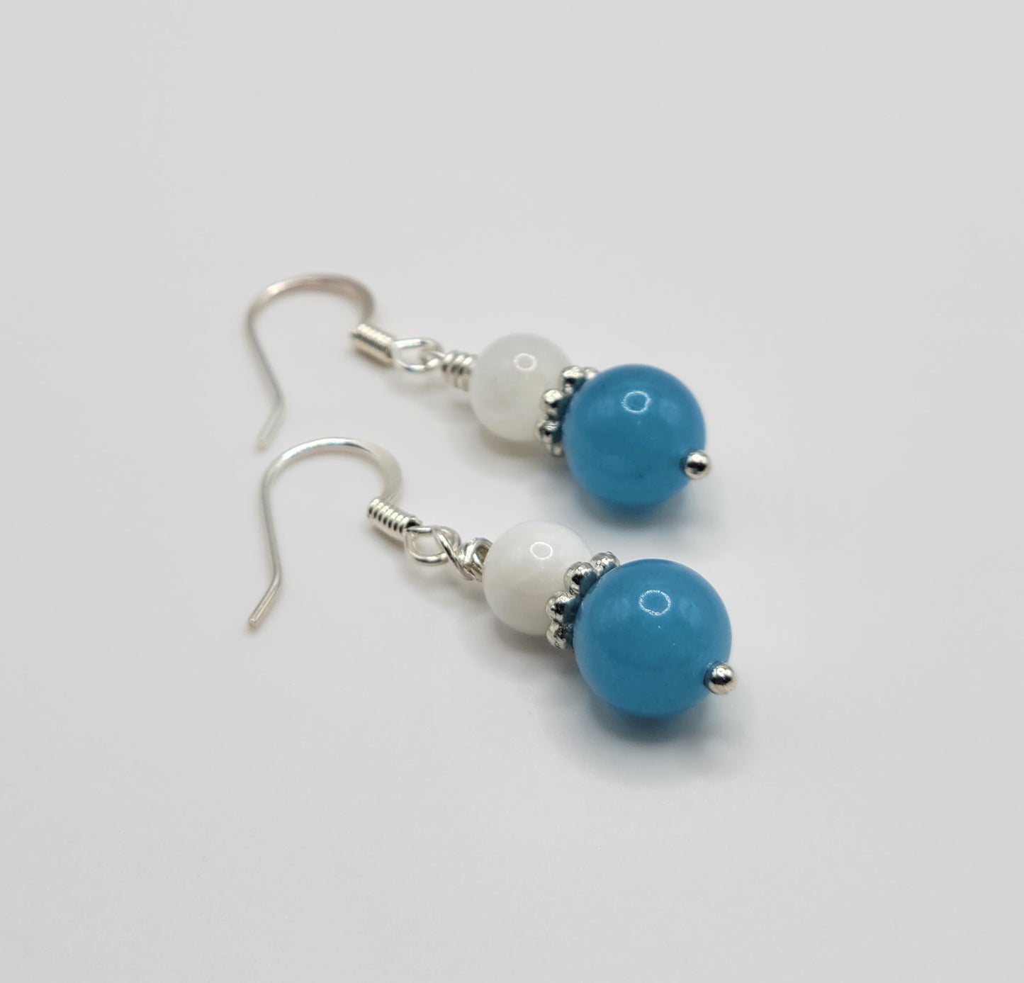 Blue Sponge Quartz and Moonstone Drop Earrings