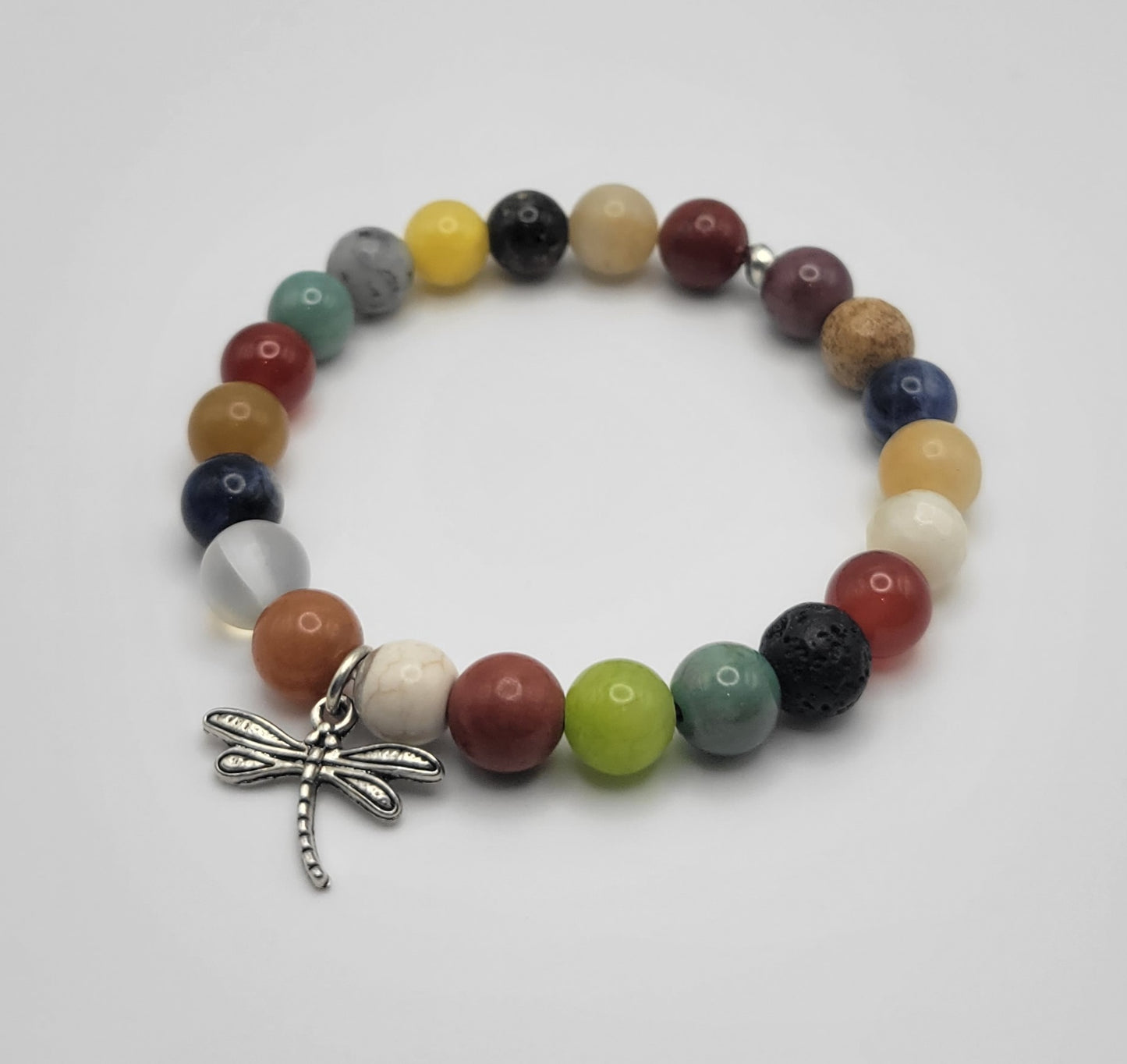 Carnelian, Jasper, Moonstone, Howlite Gemstone Bracelet