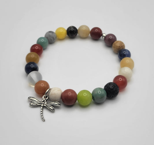 Carnelian, Jasper, Moonstone, Howlite Gemstone Bracelet