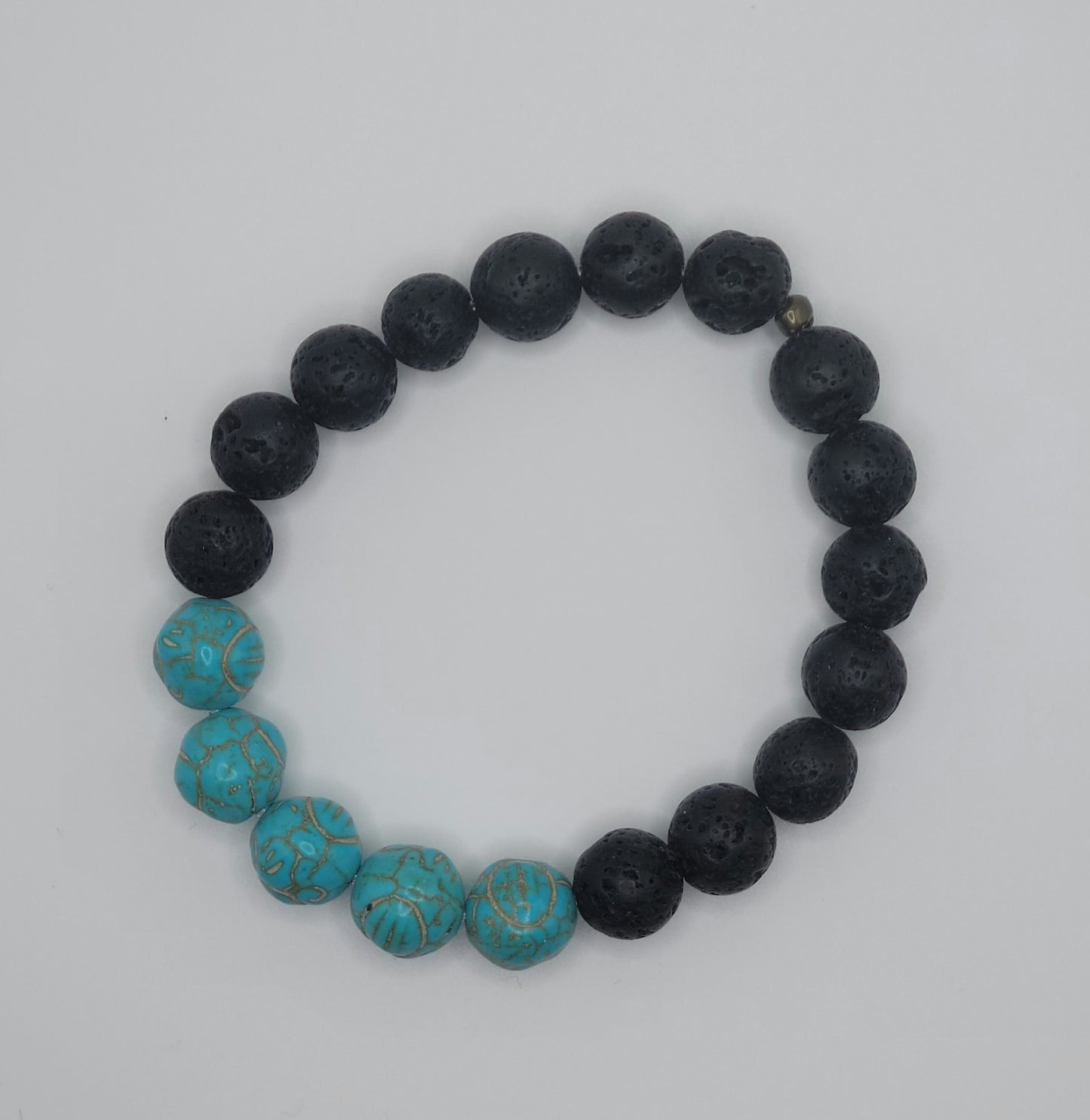 Turquoise and Black Lava Gemstone Bead Bracelet