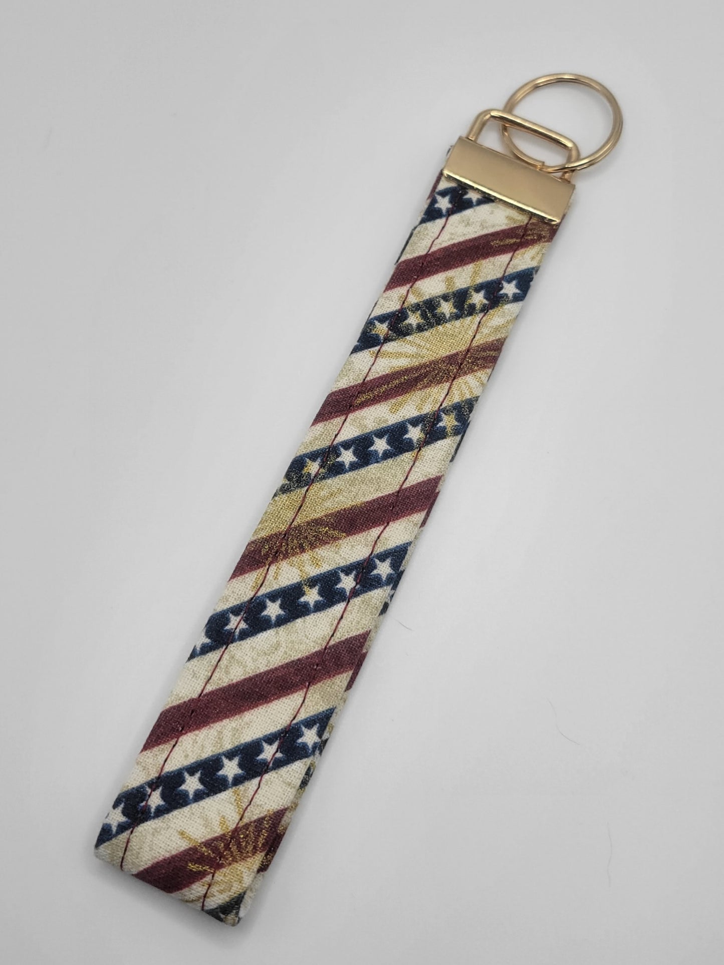 Key Chain Wristlets Red White and Blue Stripes