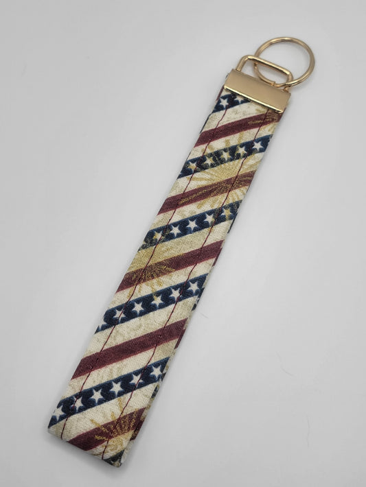 Key Chain Wristlets Red White and Blue Stripes