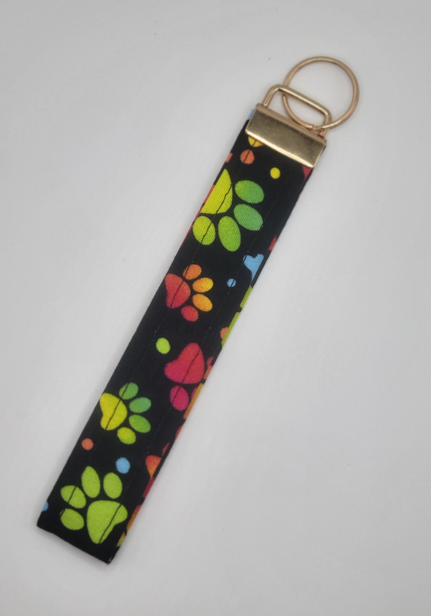 Key Chain Wristlet Black Animal Paw Prints