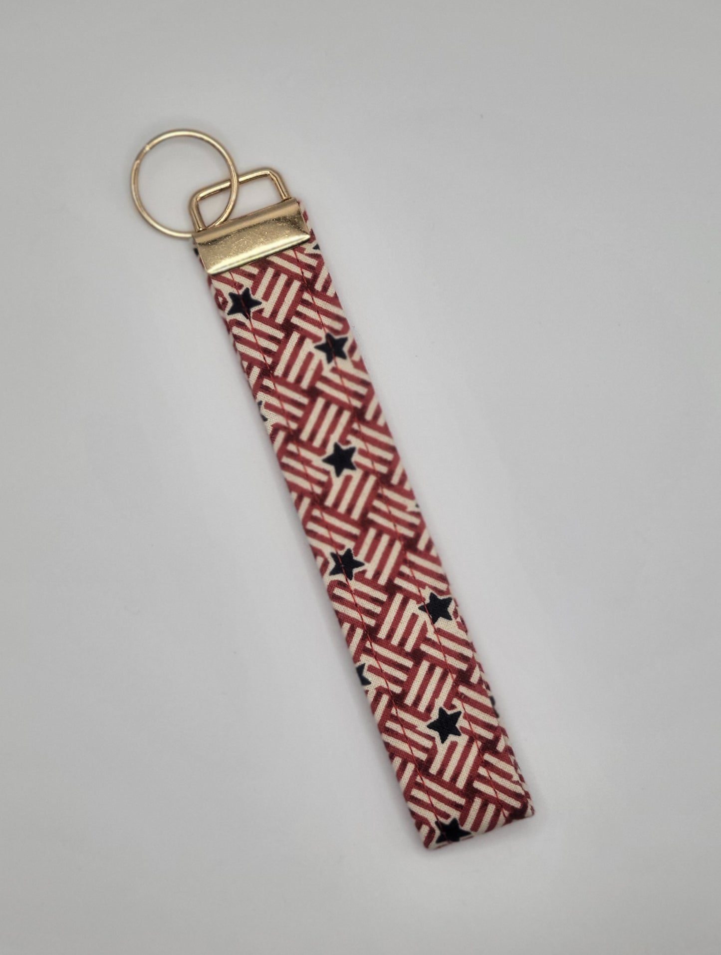 Key Chain Wristlet Red White and Blue Stars